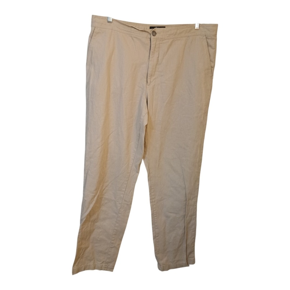 Marc Anthony Luxury Mens Large (38"X31.5") Linen Blend Beige Beach Comfort Pants